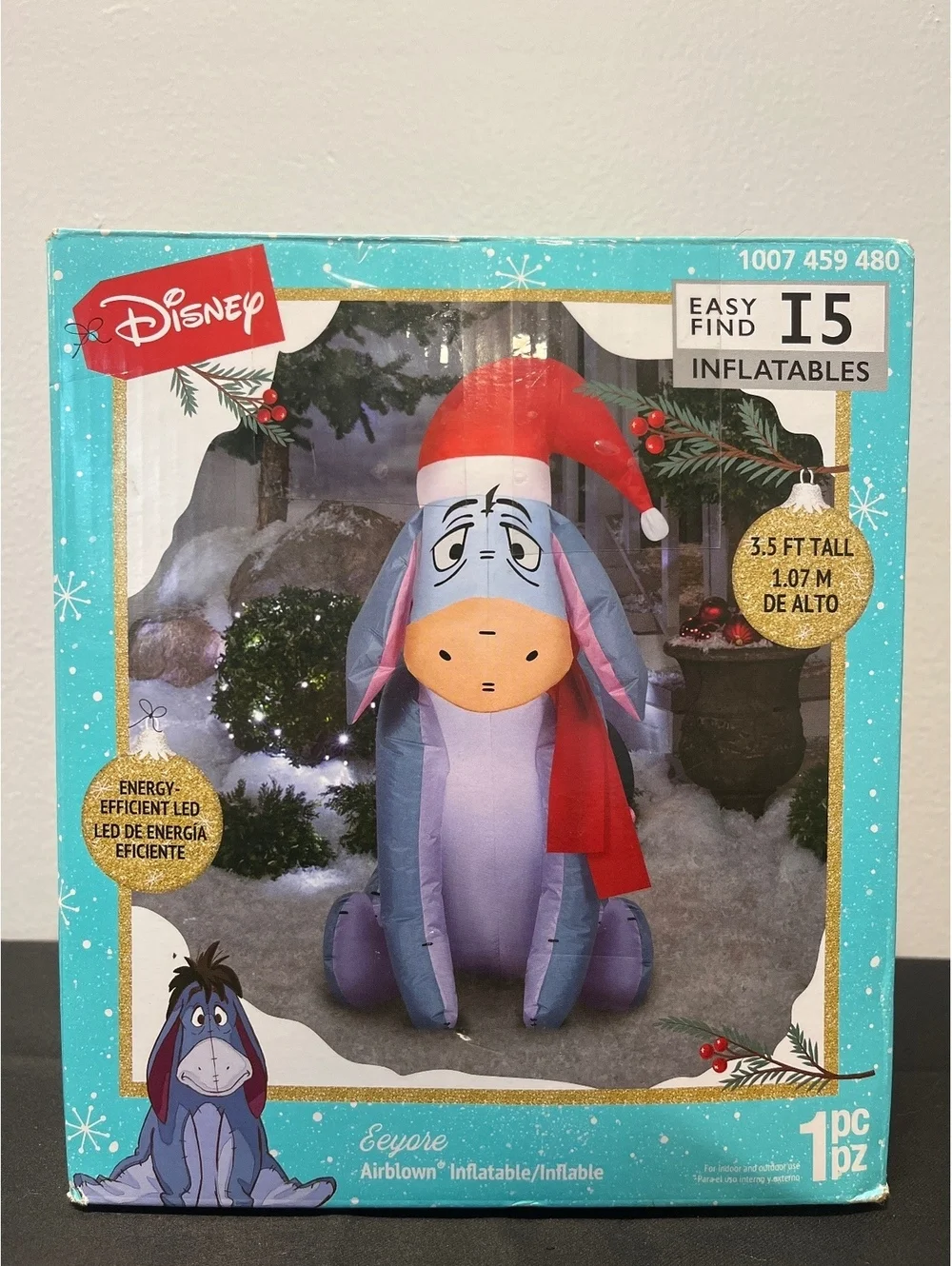 GEMMY DISNEY CHRISTMAS INFLATABLE EEYORE 3.5 FEET TALL LIGHTS UP RARE